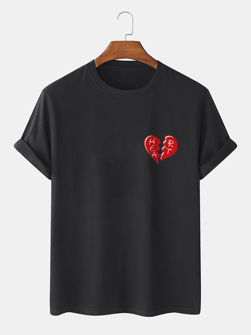 Mens 100% Cotton Heart Broken Casual T-Shirts - MRSLM