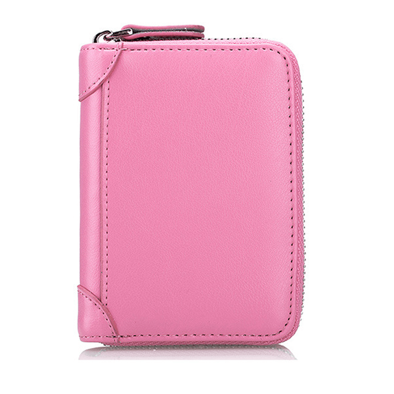 Large Capacity RFID Genuine Leather Men Women Casual Zipper Creddit Card Holder - MRSLM