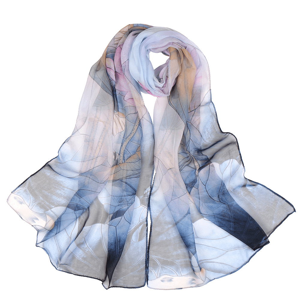 Summer Lotus Pond Moonlight Thin Silk Scarf - MRSLM