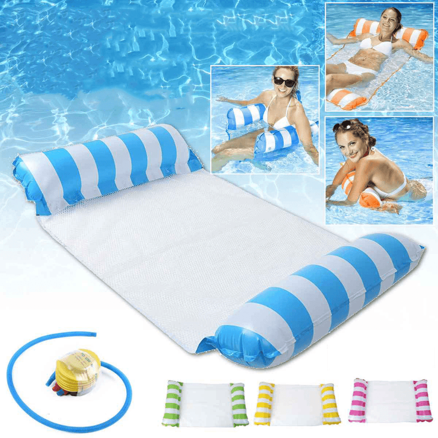 Inflatable Swimming Floating Chair Foldable Sleeping Lounger Summer Air Hammock Sun Lounges - MRSLM