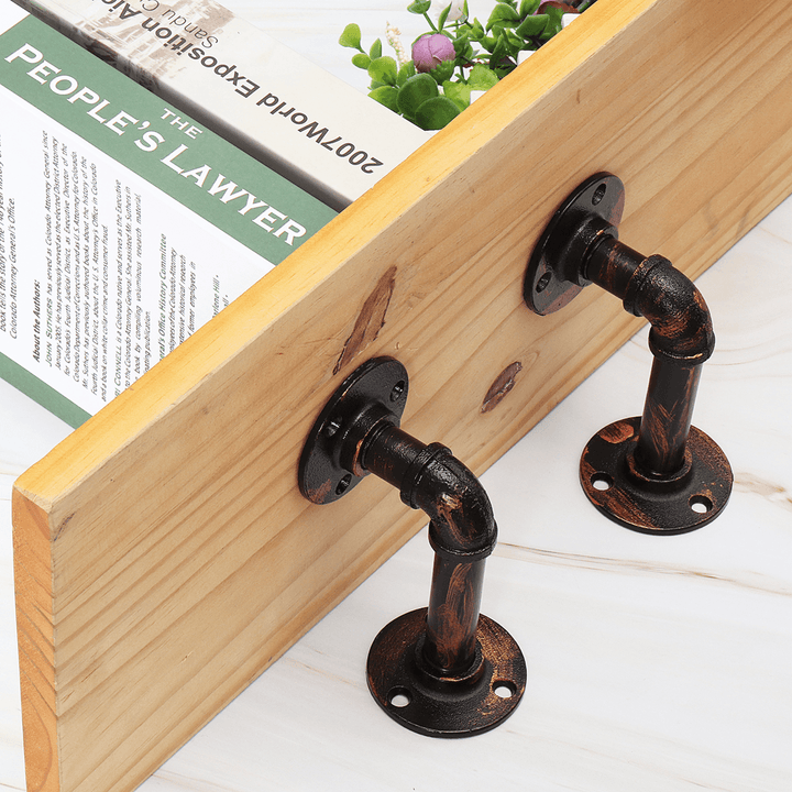 2Pcs Industrial Steel Pipe Shelf Bracket DIY Rustic Heavy Duty Decor Shelves - MRSLM