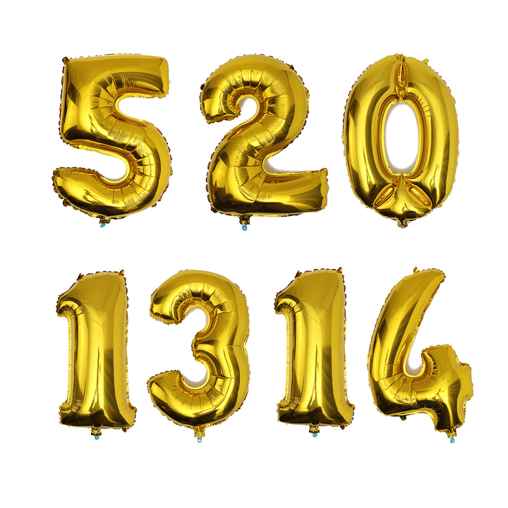 Gold Silver Number Foil Balloon Wedding Birthday Party Decoration - MRSLM