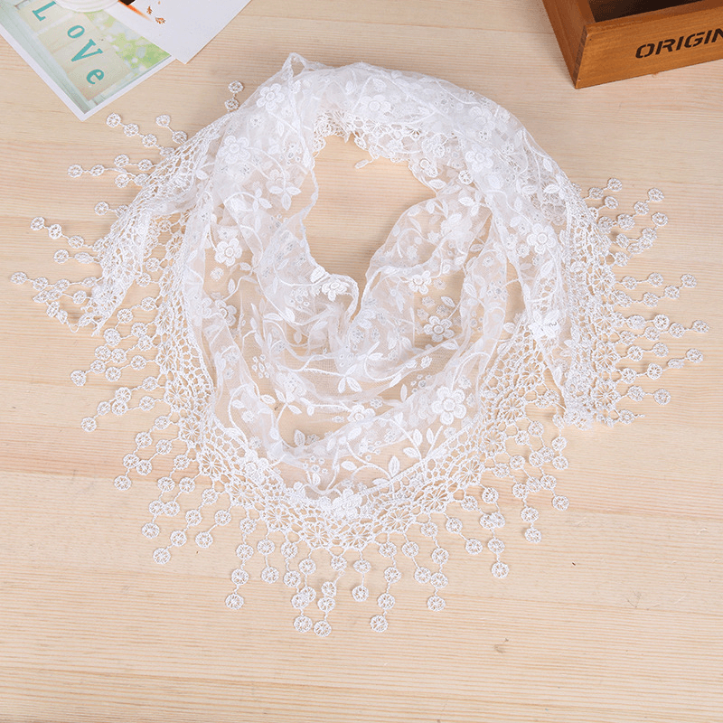 Women'S New Creative Lace Fringed Silk Scarf - MRSLM