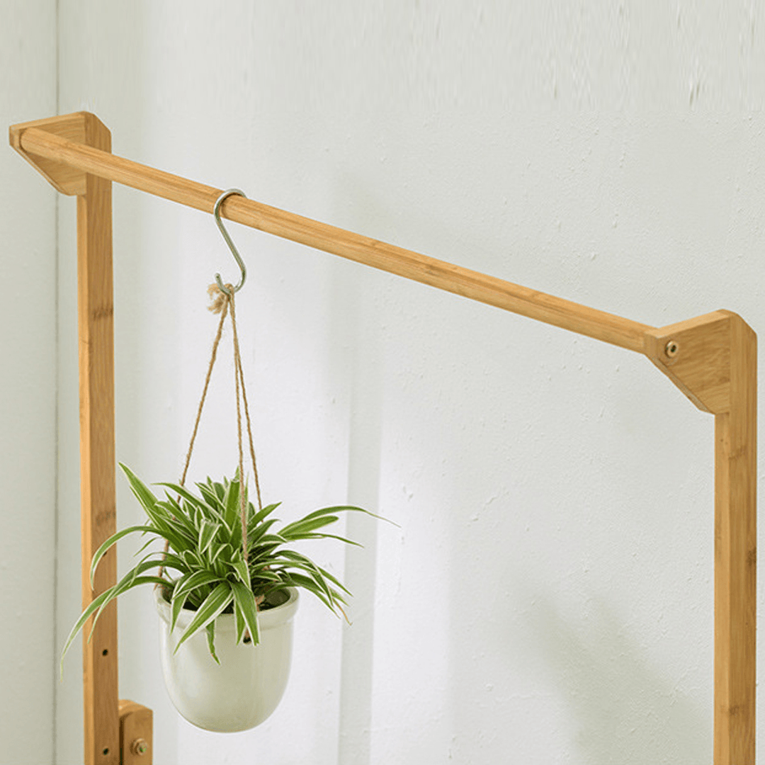 Bamboo Hanging Plant Stand Shelves Flower Pot Storage Organizer Rack - MRSLM