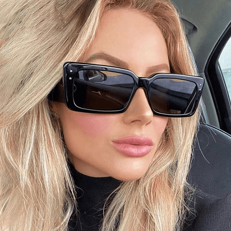 New Square Midin Sunglasses Female Bright Black Trend Cross-Border Ins Sunglasses Fashion Street Shooting Live Glasses - MRSLM