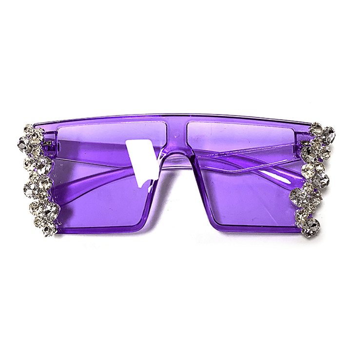 Large Square Frame Diamond Chain Diamond Sunglasses - MRSLM