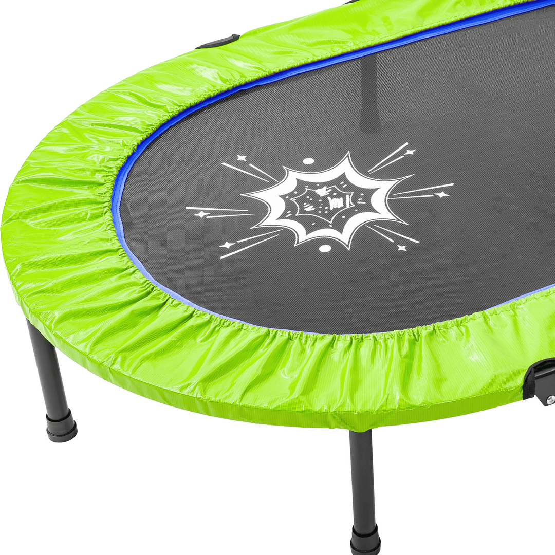 [US Direct]Bominfit Double Mini Trampoline with Adjustable Handrails Safety Cover Parent-Child Trampoline Jump Kids Adult Home Garden Exercise Tools - MRSLM
