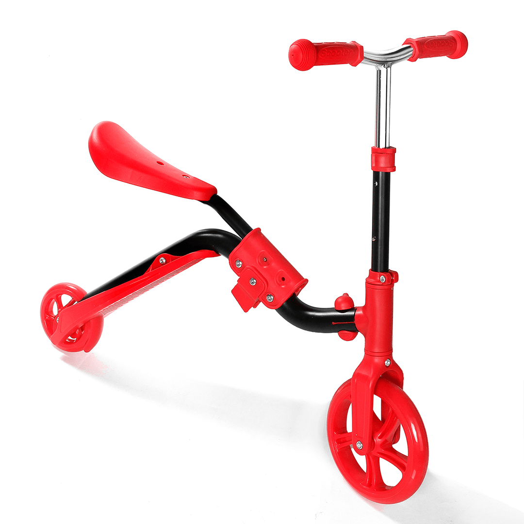 2 in 1 2 Wheels Kids Scooter Adjustable Seat Junior Walker Baby Balance Bike Toddler Bicycle for Balance Sports Training for 2-6 Years Old - MRSLM