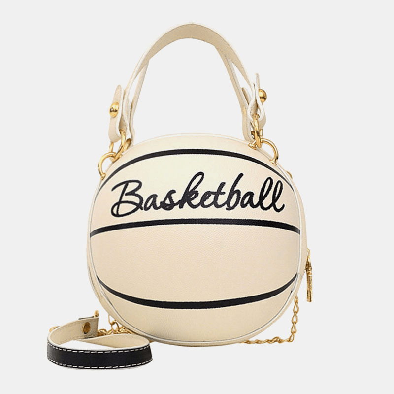 Women Unique Design Basketball Football Look Mini round Bag Hangbag Fashion Adjustable Shoulder Bag Cross Body Bag - MRSLM