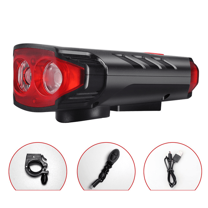 XANES® 5-Modes 2*T6 LED Solar Bicycle Headlights 6-Horns Sounds Waterproof Bike Light for Mountain Bike Night Ridingf Cycling - MRSLM