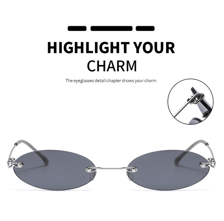 Longkeeper Oval Rimless Sunglasses Women Brand Tiny Retro Purple Black Sun Glasses Men Small Eyewear Oculos Feminino - MRSLM