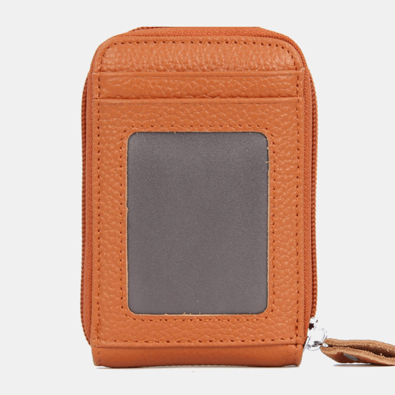 Women Genuine Leather RFID Anti-Theft Organ Shape Multi-Slot Card Case Card Holder Wallet - MRSLM