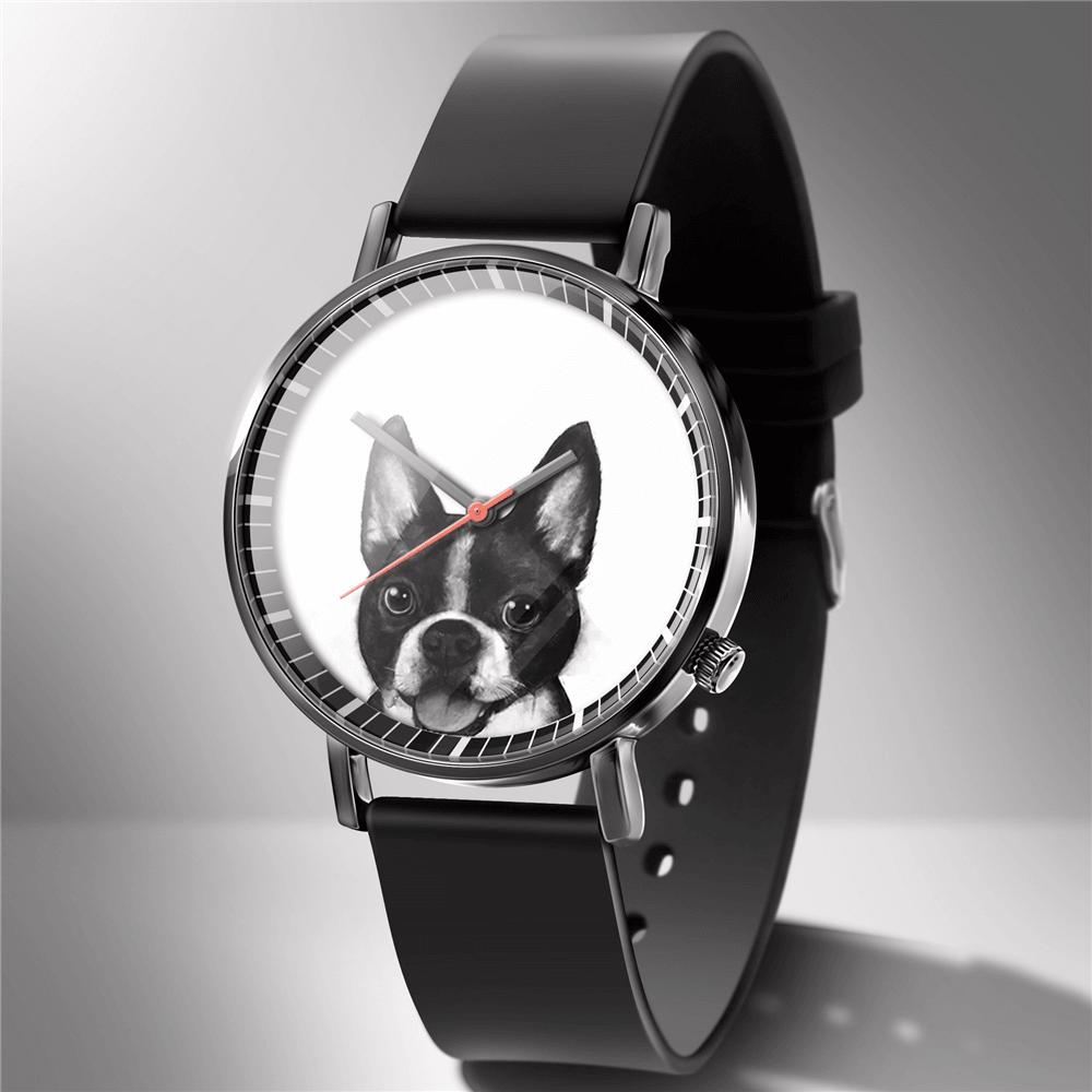 Fashion Quartz Watch Animal Print Men Business Watch Cute Black-White Dogs Cats Pattern Women Quartz Watch - MRSLM