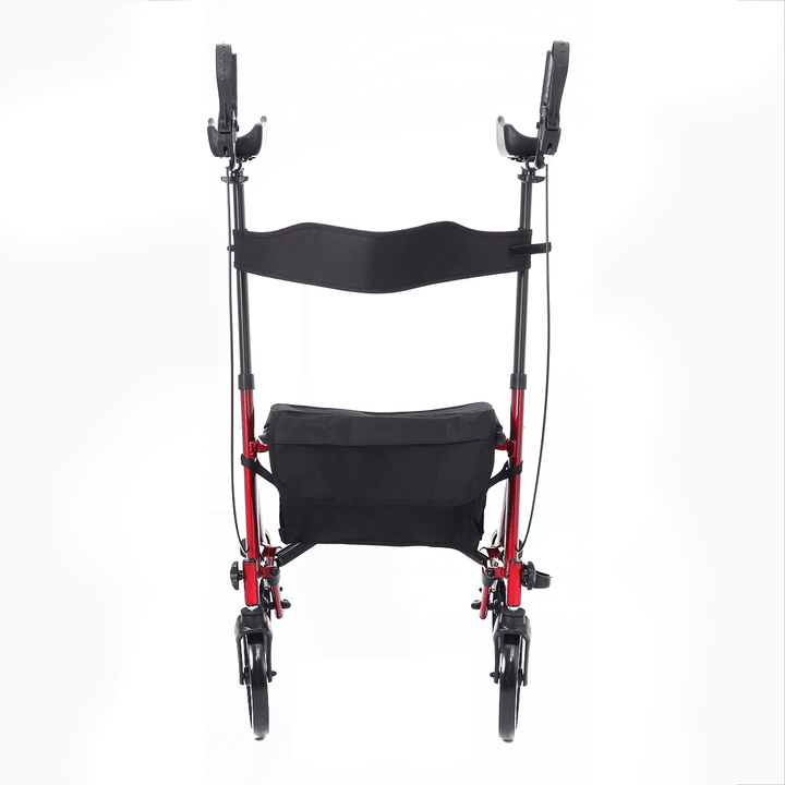 4 Wheel Seat Rolling Walker Chair Rollator Foldable Adjustable Elderly Aid Backrest - MRSLM