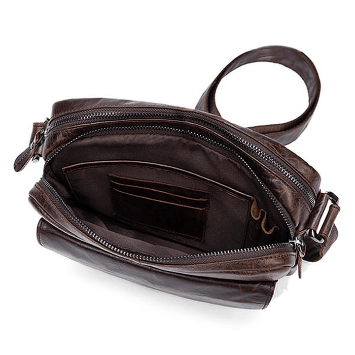 Ekphero Men Genuine Leather Leisure Retro Fashion Shoulder Crossbody Bag - MRSLM