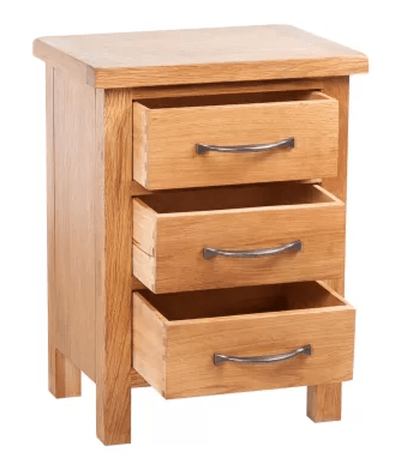 Solid Oak Wood Nightstand with 3 Storage Drawers Living Room Bedroom Stand Brown 15.7"X11.8"X21.3" - MRSLM