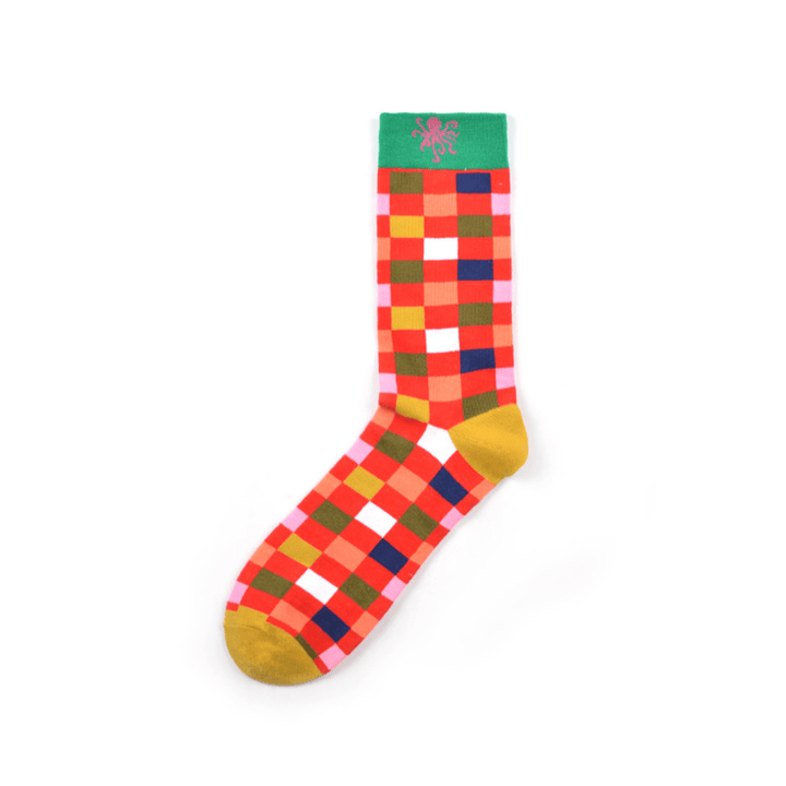 Men'S Street Wild Classic Geometry Striped Cotton Mid-Socks - MRSLM