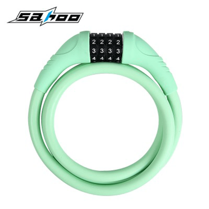 SAHOO Bicycle Lock Silicone Cable Lock Ring Type anti Theft Wear Resistant Locking Password Lock - MRSLM