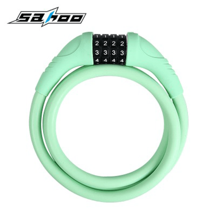 SAHOO Bicycle Lock Silicone Cable Lock Ring Type anti Theft Wear Resistant Locking Password Lock - MRSLM