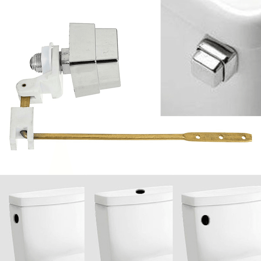 Push Botton Side Mount Toilet Tank Lever Flush Handle Brass Arm Fits Most Toliet - MRSLM