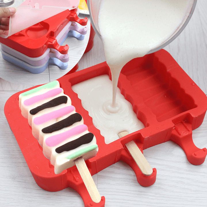 Creative Silicone Ice Cream Mold Ice Lolly Mold Rod Ice Mold Red Food Grade - MRSLM