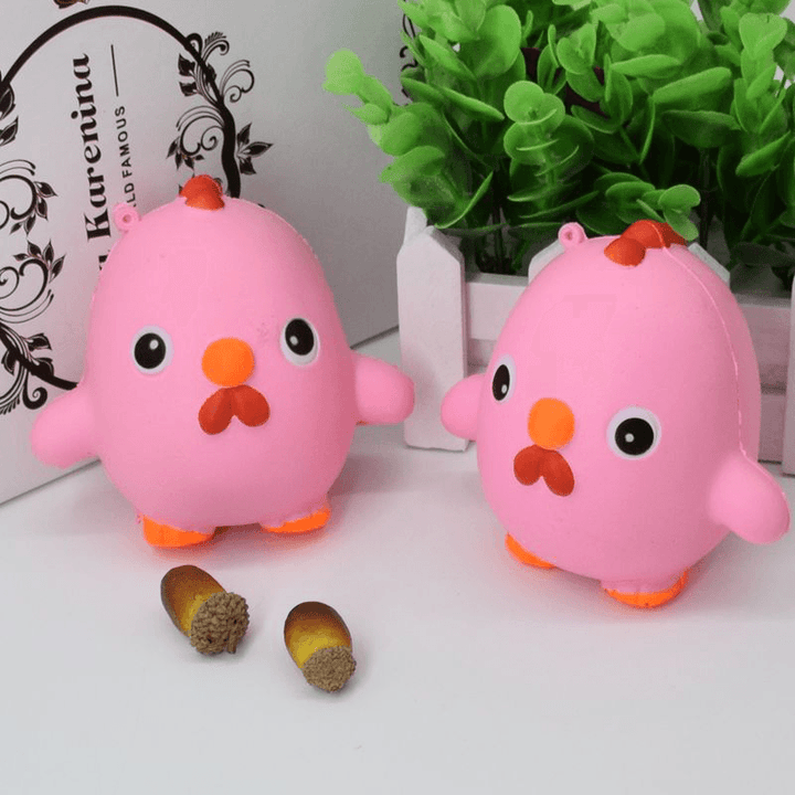 Squishy Pink Chicken Jumbo 10Cm Slow Rising Collection Gift Decor Soft Toy Phone Bag Strap - MRSLM