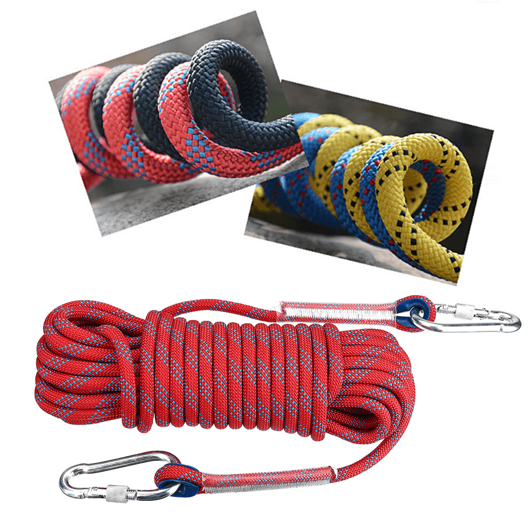 10Mx10Mm Double Buckle Rock Climbing Rope Outdoor Sports Hiking Climbing Downhill Safety Rope - MRSLM