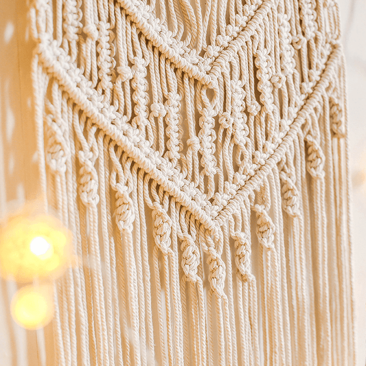 Woven Macrame Plant Hanger Wall Hanging Bohoes Wall Art with Tassels Home DIY Hanging Craft Decorations - MRSLM