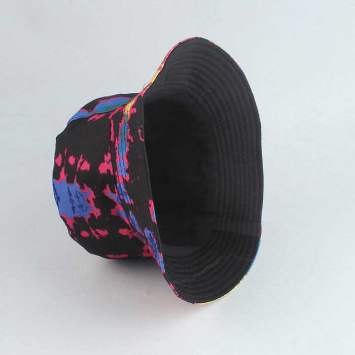 New Style Printed Double-Sided Fisherman Hat Color Tie-Dye Hip-Hop Casual Flat Top Basin Hat - MRSLM