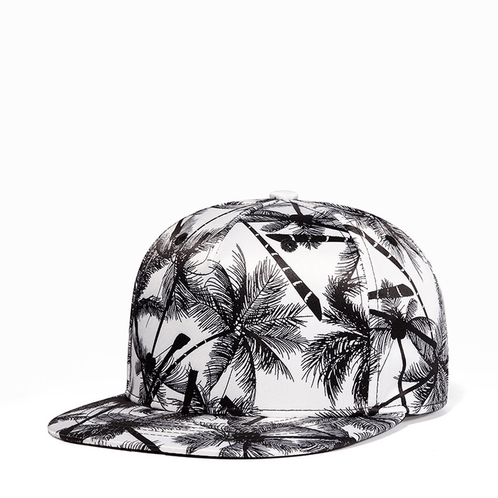 Coconut Tree Pattern Printing Trendy Men'S and Women'S Flat Brim Hat - MRSLM