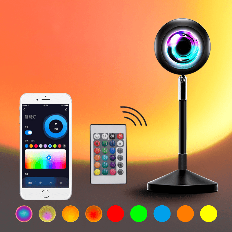 Tuya Smart WIFI Sunset Light Bluetooth Voice Control Live Broadcast Projection Sunset Lamp RGB 16 Colors 4 Modes Small Night Light - MRSLM