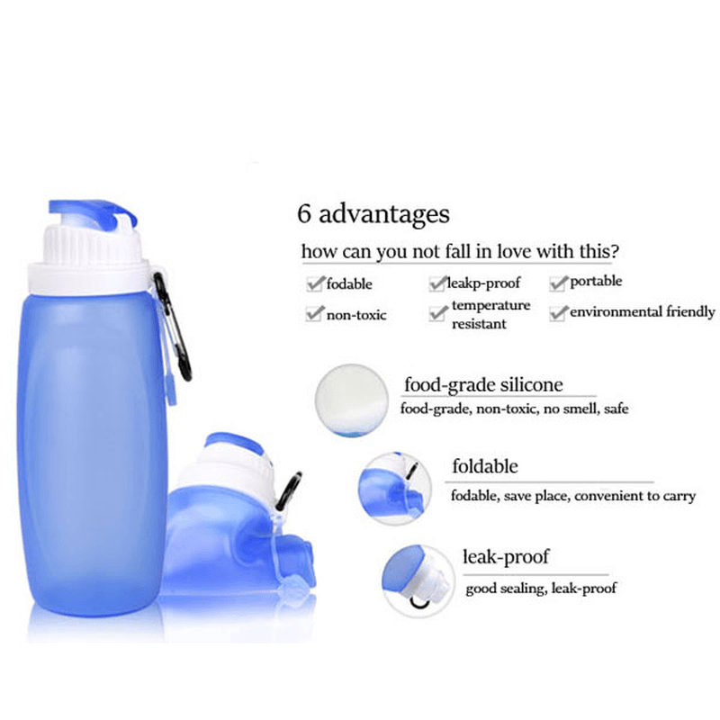 Outdoor Silicone Folding Bottle Cup Camping Hiking Travel Folding Water Bottle Kettle - MRSLM