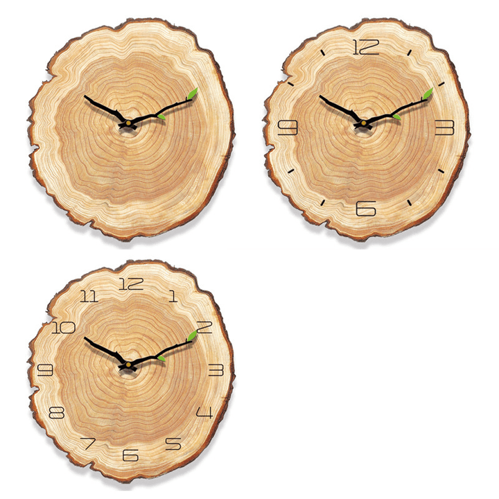 MW002 Creative Wooden Pattern Wall Clock Mute Wall Clock Quartz Wall Clock for Home Office Decorations - MRSLM