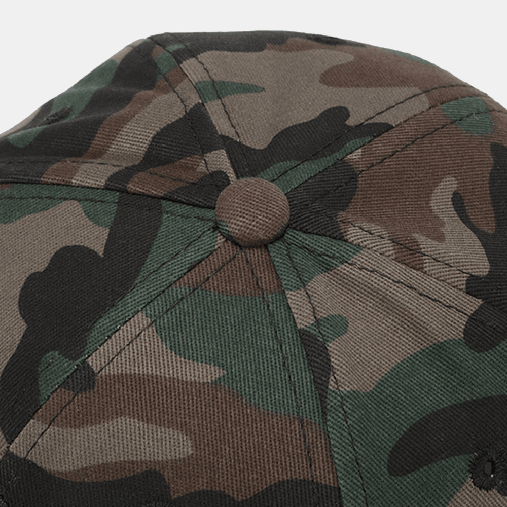 Unisex Camouflage Letters Cartoon Skull Embroidery Big Flat Brim Hip Hop Fashion Baseball Cap - MRSLM