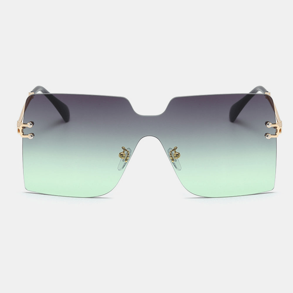 Women Oversized Square Frame Fashion Metal UV Protection Sunglasses - MRSLM