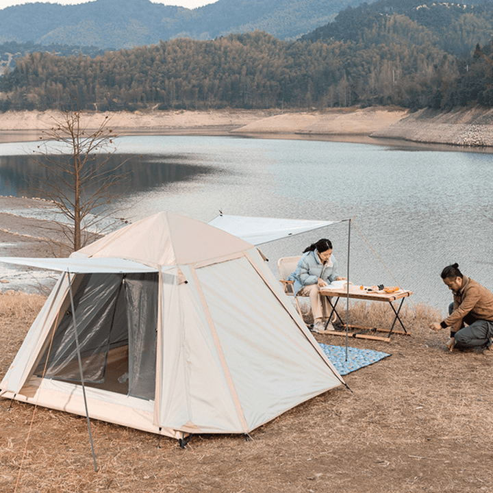 3~4 Perple Camping Automatic Tent Thickened Mesh Tent UPF30+ Sun Protection Portable Outdoor Traveling Camping Tent - MRSLM