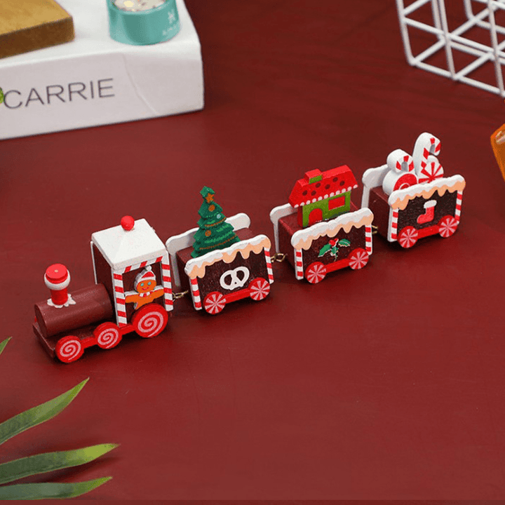 Wooden Christmas Train Ornament Christmas Decoration for Home Santa Claus Gift - MRSLM