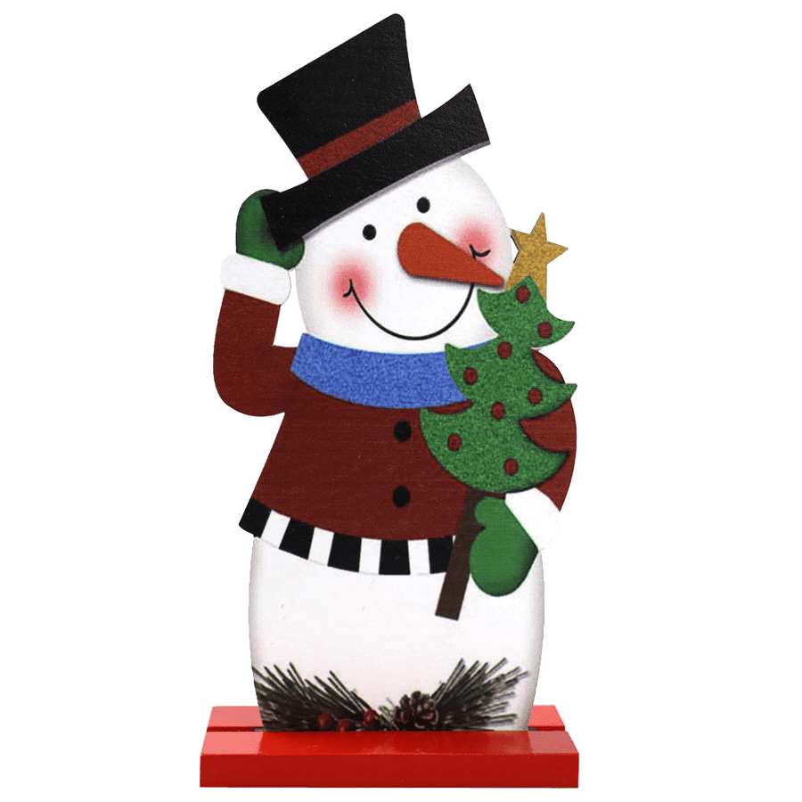 DIY Wood Crafts Christmas Snowman Elk Christmas Ornaments Decoration Santa Claus Wooden Embellishment Table Decorations - MRSLM