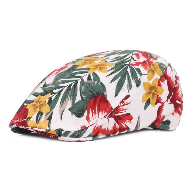 Unisex Flower Print Vogue Cotton Beret Hat - MRSLM