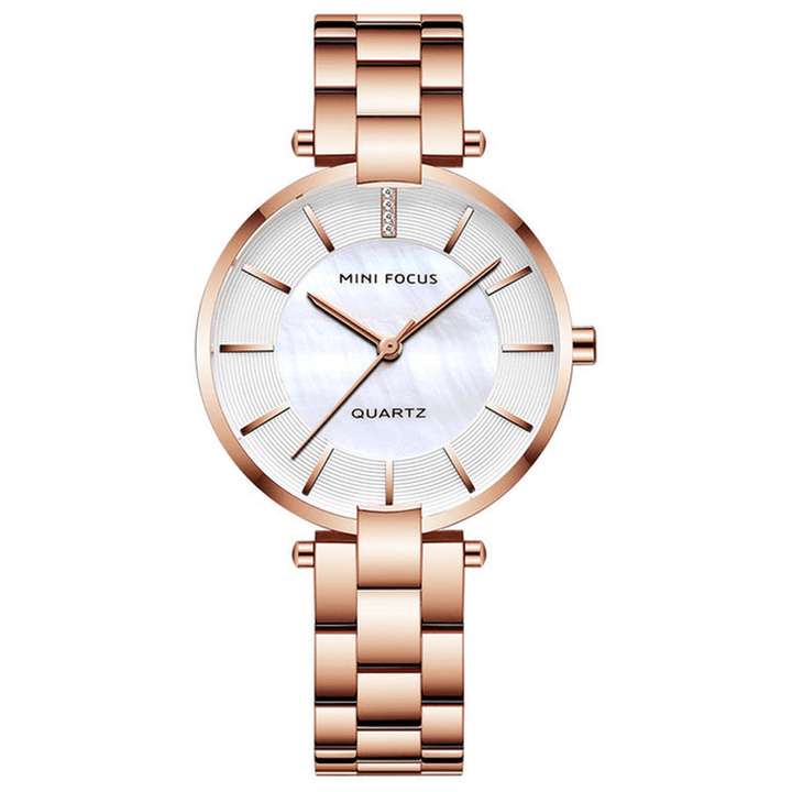 MINI FOCUS MF0224L Elegant Dress Analog Clock Metal Strap Fashion Women Watch Quartz Watch - MRSLM