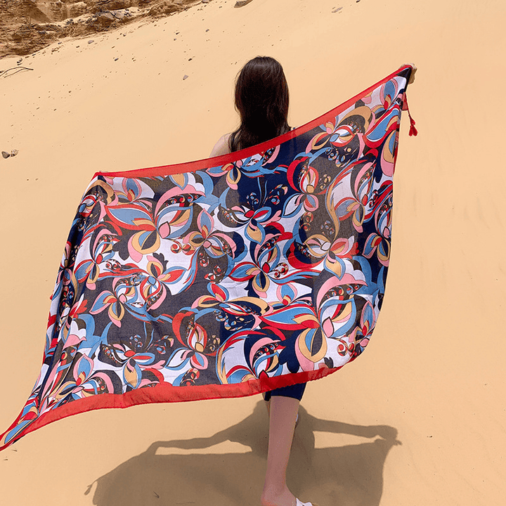 Women'S Thin Ethnic Style Scarf Oversized Sunscreen Shawl - MRSLM