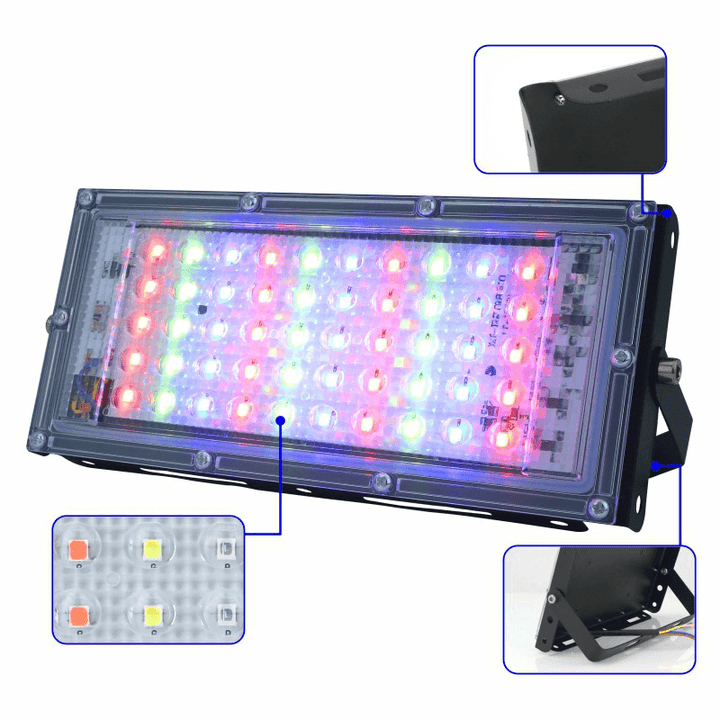 XANES® 50W RGB LED Flood Light AC 220V 230V 240V Outdoor Floodlight Spotlight IP65 Waterproof LED Street Lamp Landscape Lighting - MRSLM