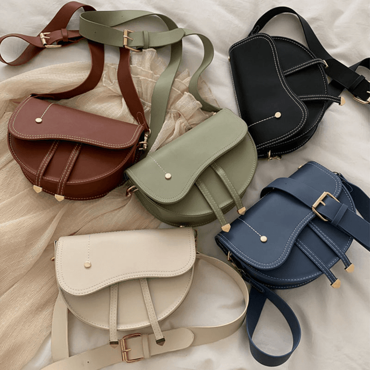 Women Irregular Shape Solid Casualc Saddle Bag Shoulder Bag - MRSLM