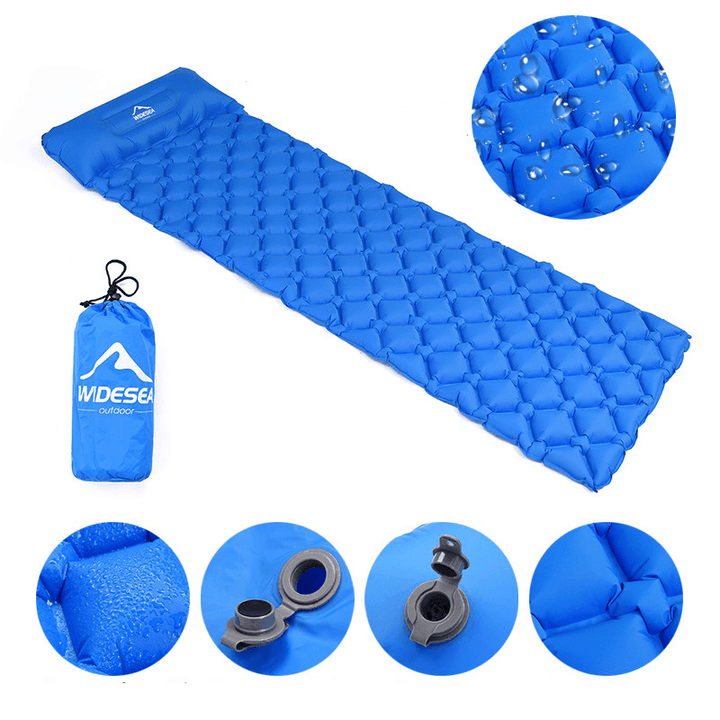 Widesea Single Sleeping Pad Inflatable Air Mattresses Folding Portable Furniture Bed Ultralight Cushion with Pillow Camping Travel - MRSLM