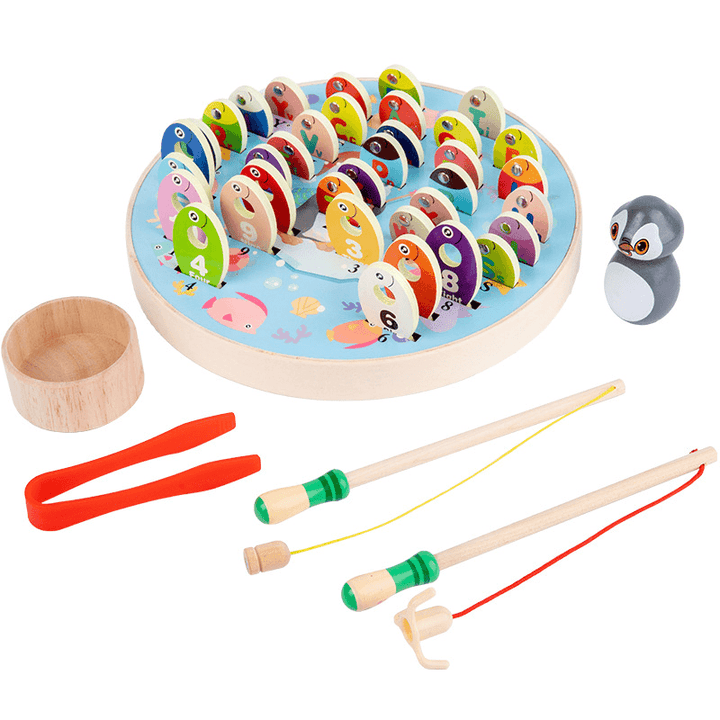 Magnetic Fishing Toy 3 Year Old Baby Puzzle Multifunctional Wooden - MRSLM