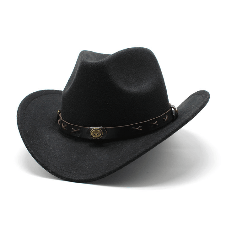 European and American Style Western Cowboy Hat Cross-Border Autumn and Winter Woolen Jazz Hat - MRSLM