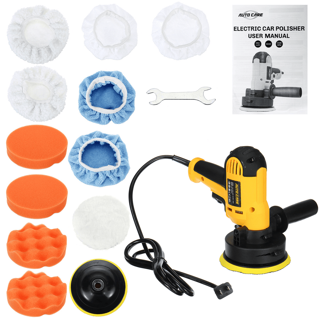 110V-130V 600W Car Polisher Buffer Sander Polishing Machine Kit Buffing Pad Wax Bonnet - MRSLM