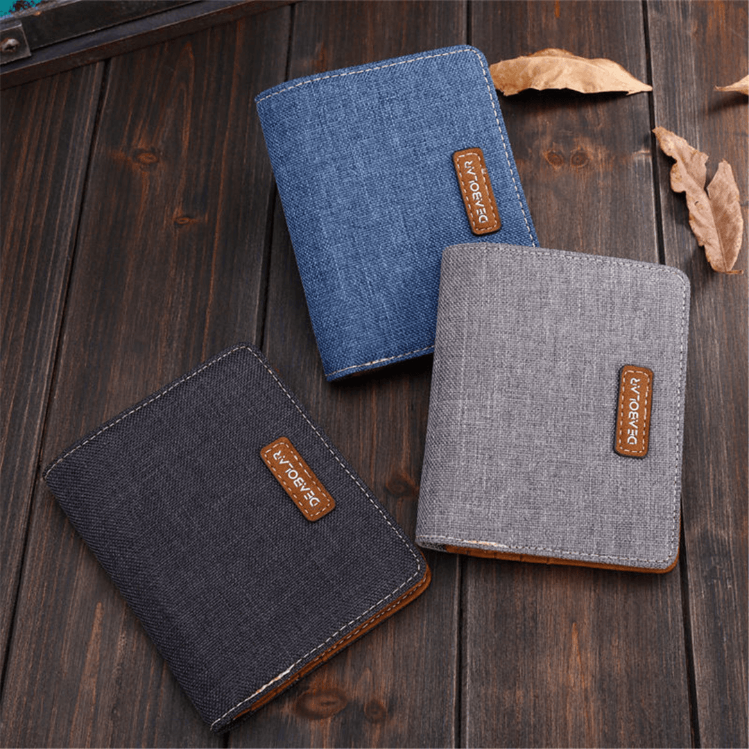 Men Canvas Slim Billfold Wallet Clutch Handbag Credit Card Purse Holder - MRSLM