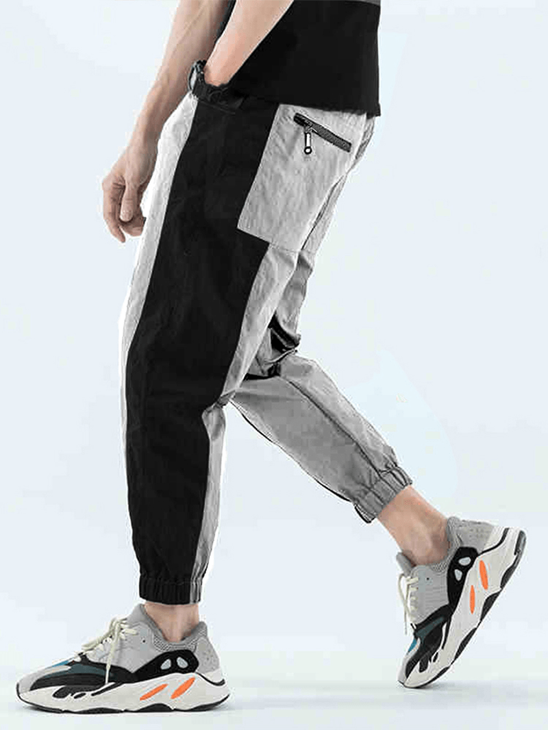 Mens 100% Cotton Solid Elastic Waist Long Pants - MRSLM