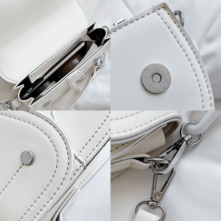 Women Chains Hasp Saddle Bag Crossbody Bag Shoulder Bag - MRSLM